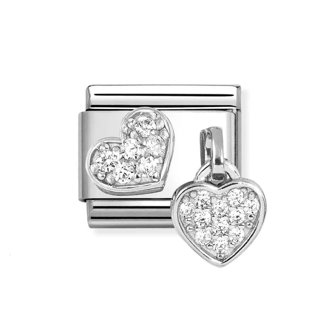 Classic Heart Pendant Charm In 925 Silver & White CZ