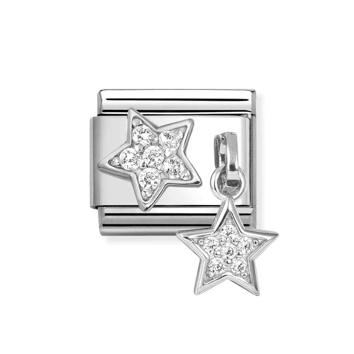 Classic Star Pendant Charm In 925 Silver & White CZ