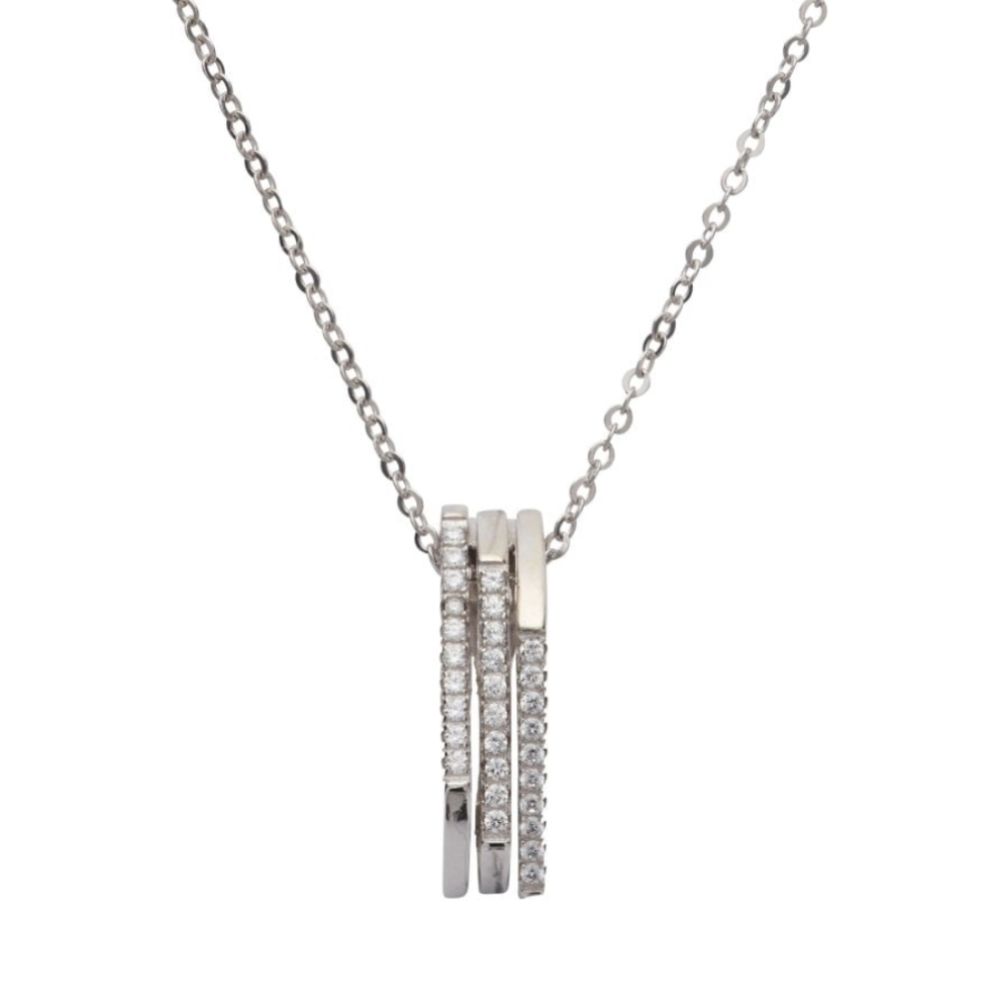 Silver 925 Pendant with Rhodium Plating and CZ incl. Chain