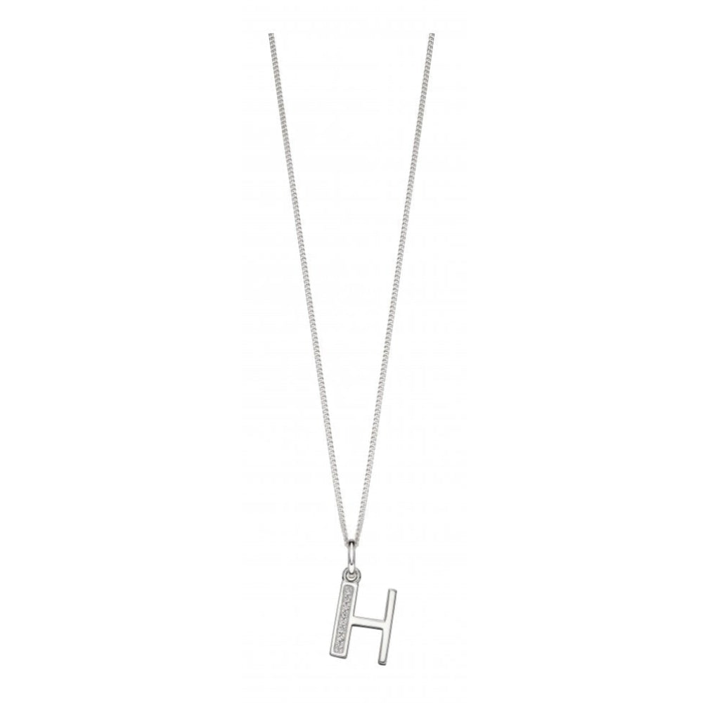 Art Deco Initial 'H' CZ Pendant