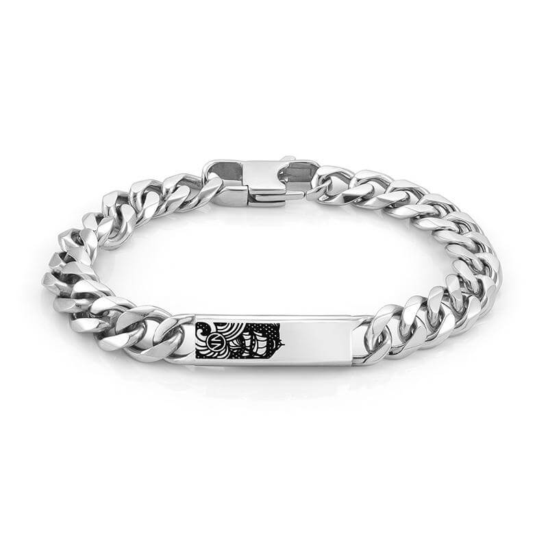 Instinct Marina Stainless Steel Ship At Sea Long Mens Bracelet