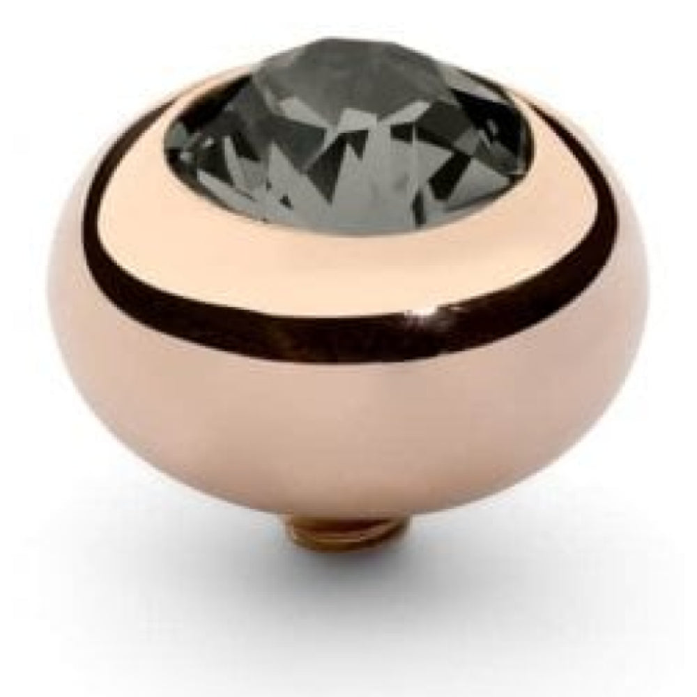 Famosa Rose Gold 10mm Tondo Ring Top Black Diamond