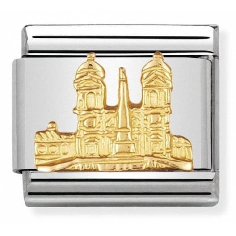 Classic Piazza di Spagna (Rome) In Stainless Steel With 18k Gold Charm