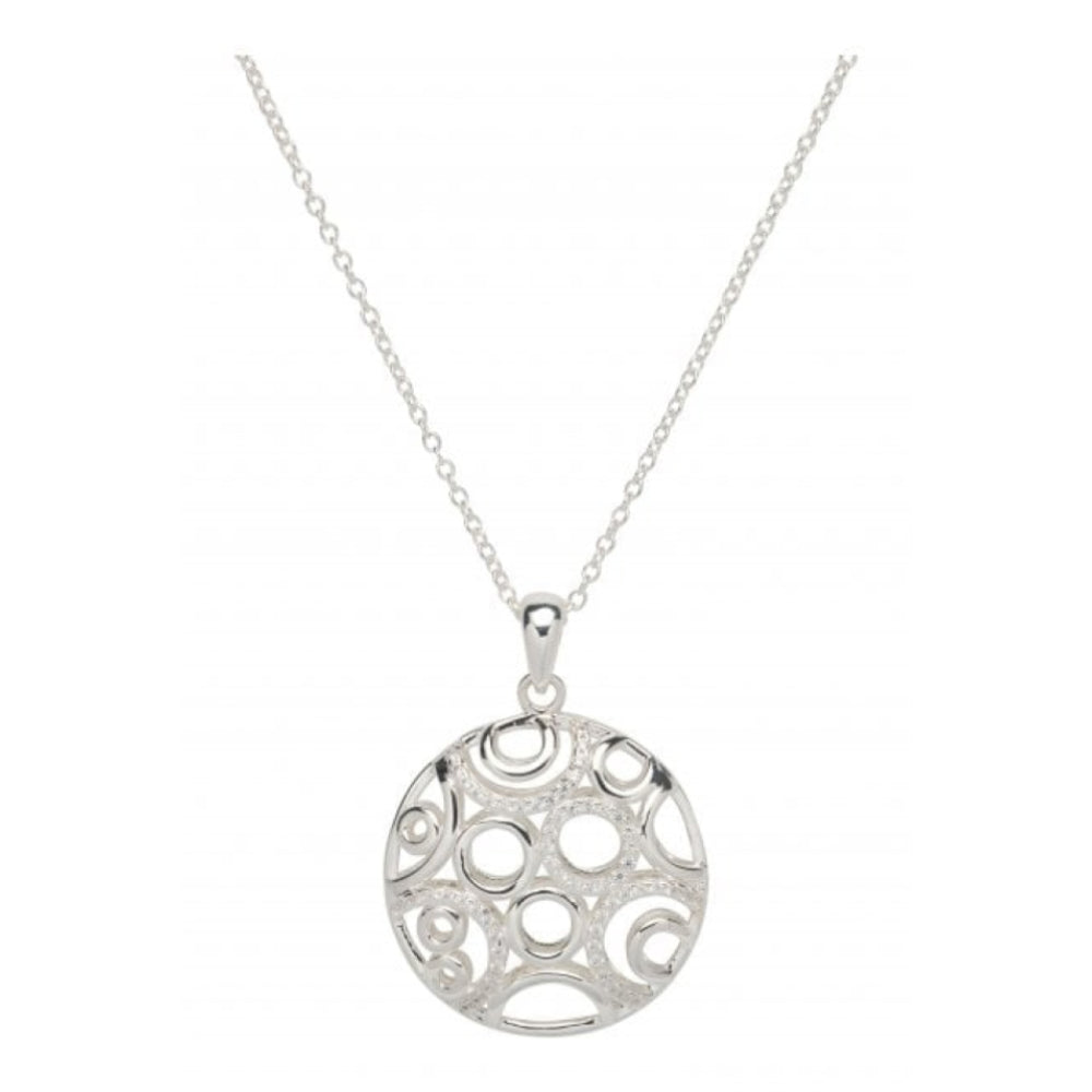 Sterling Silver 925 Round Pendant with CZ Chain