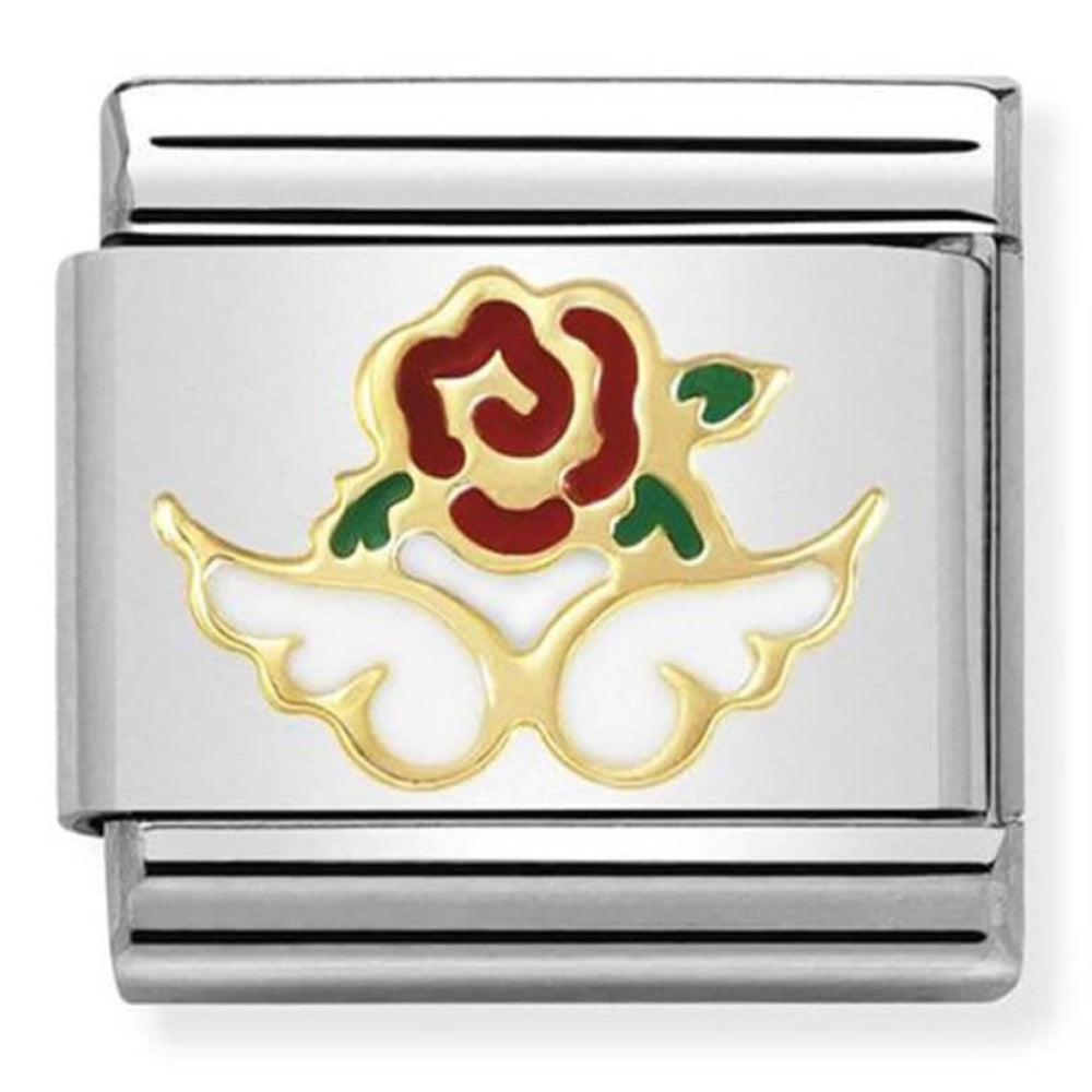 Classic Gold 750, Stainless Steel & Enamel Angel Of Nature & Beauty Link