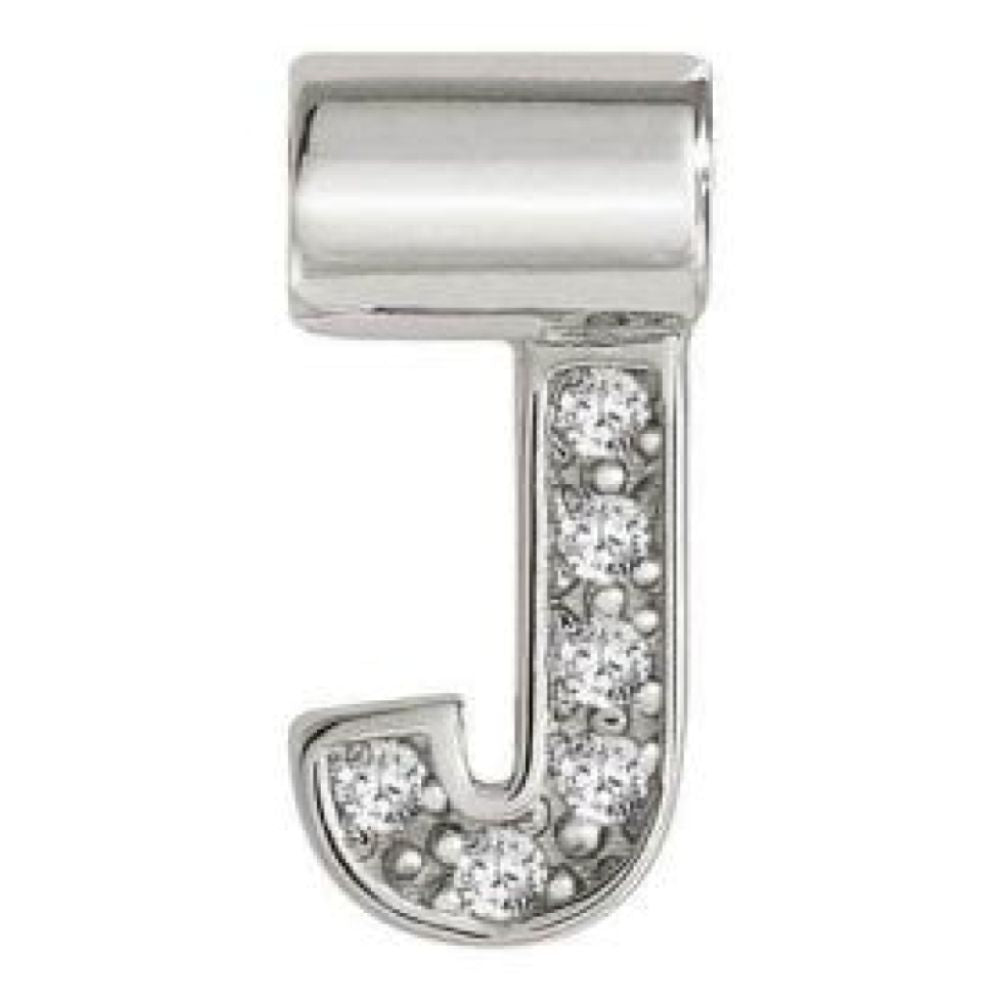 Seimia Silver Cubic Zirconia Letter J Charm