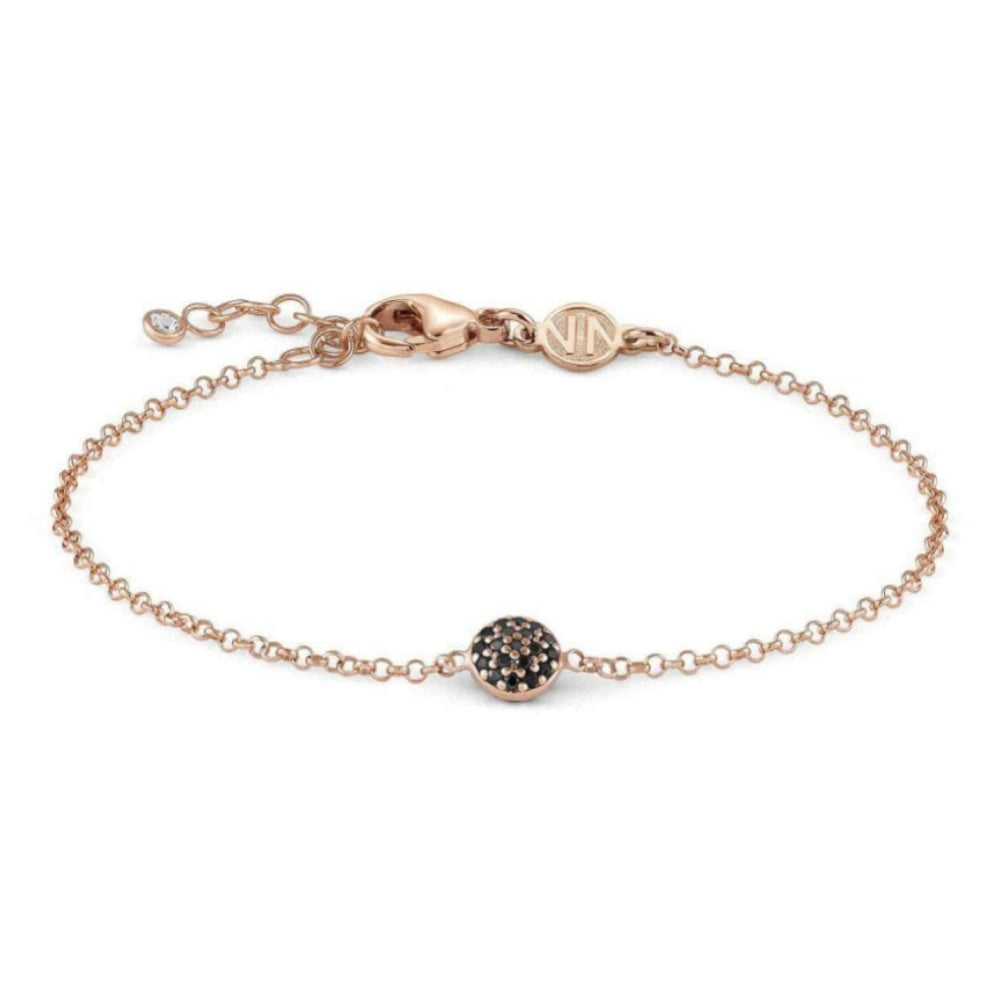 Gioie Bracelet In 925 Silver & Black Cubic Zirconia (012_Round Rose Gold)
