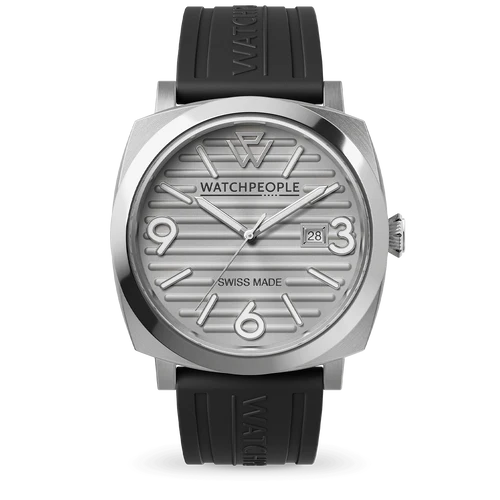 WP2 Metal Silver Case Black Strap Aluminium Dial Watch