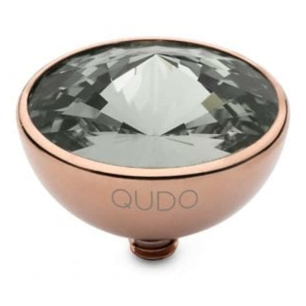 Famosa Rose Gold 13mm Bottone Ring Top Black diamond