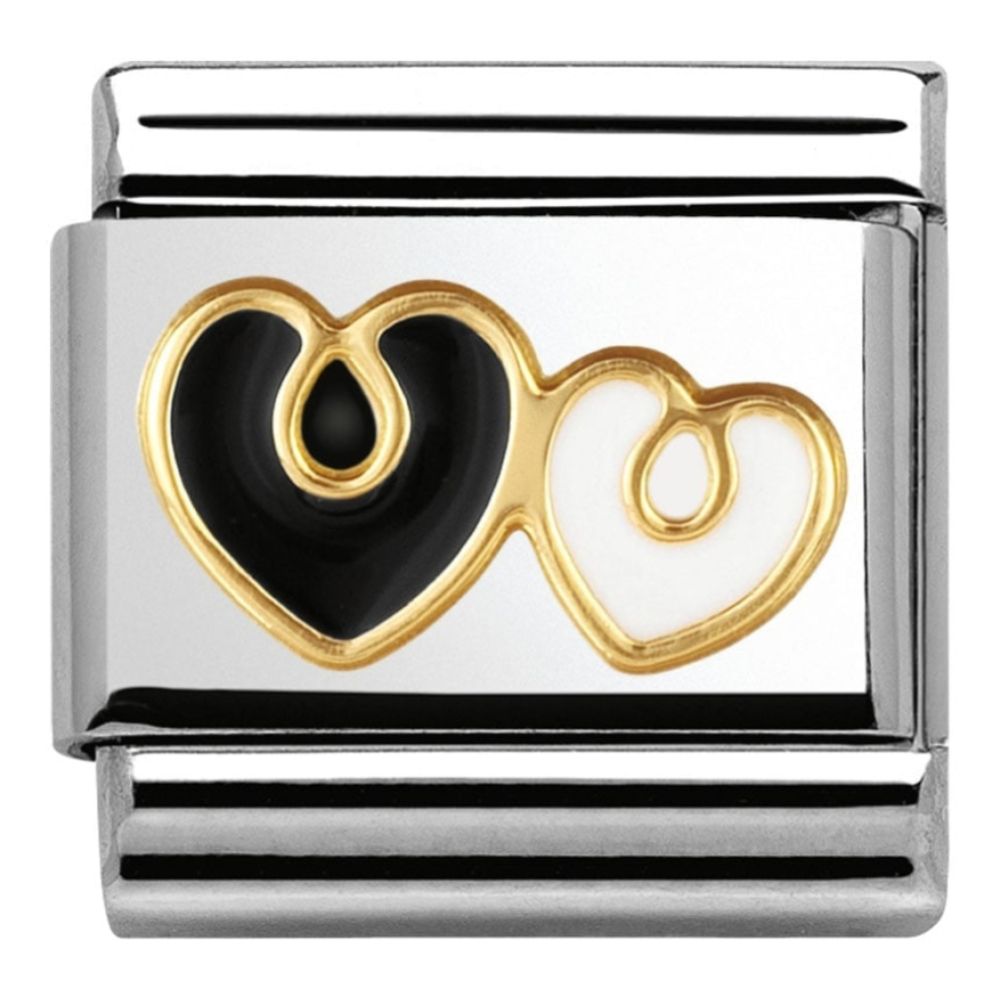 Classic Double Heart Link With Gold and Black Detail