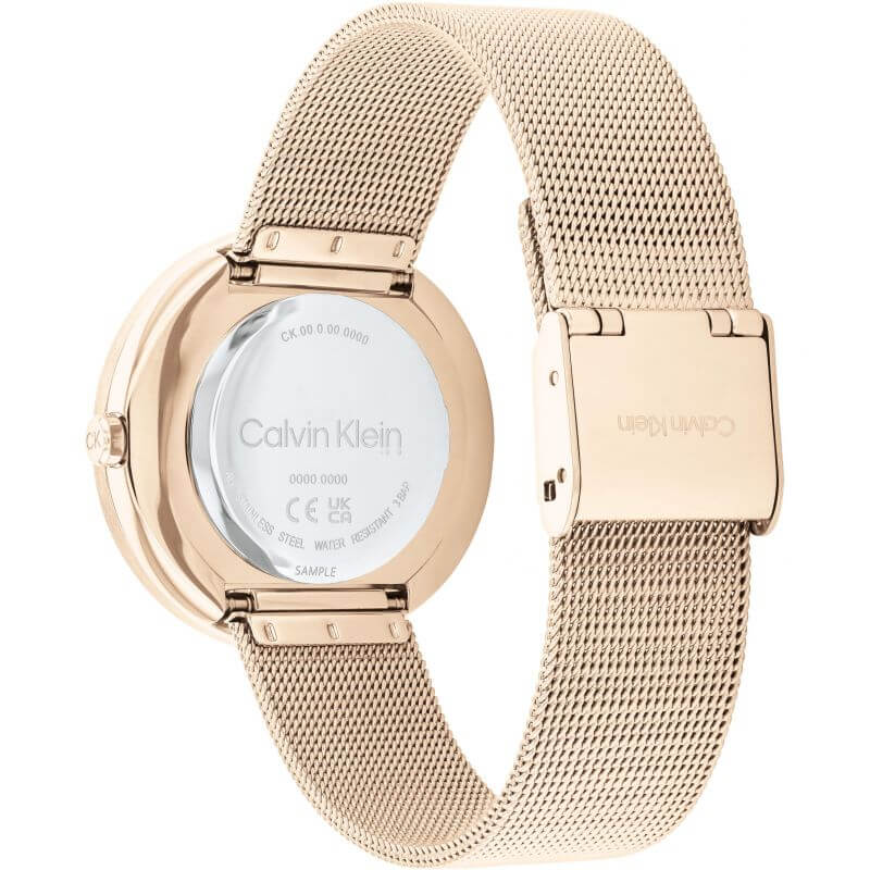 Twisted Bezel Black Dial RG Tone Mesh Strap Watch