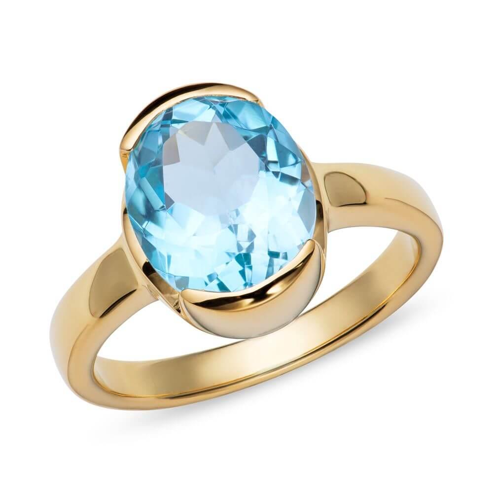 Yellow Gold Plating Blue Topaz Ring