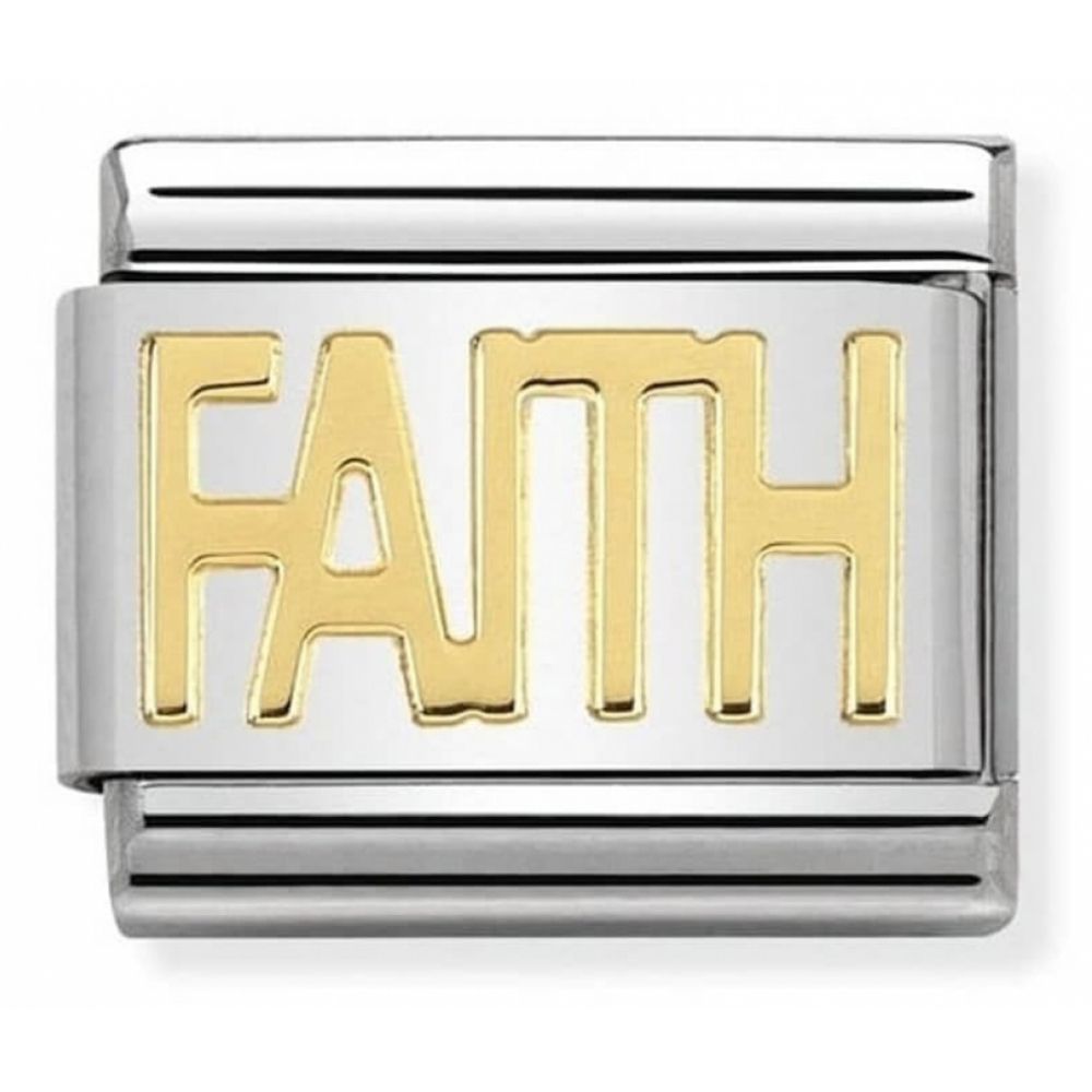 Classic FAITH Writing In Stainless Steel With 18k Gold Charm