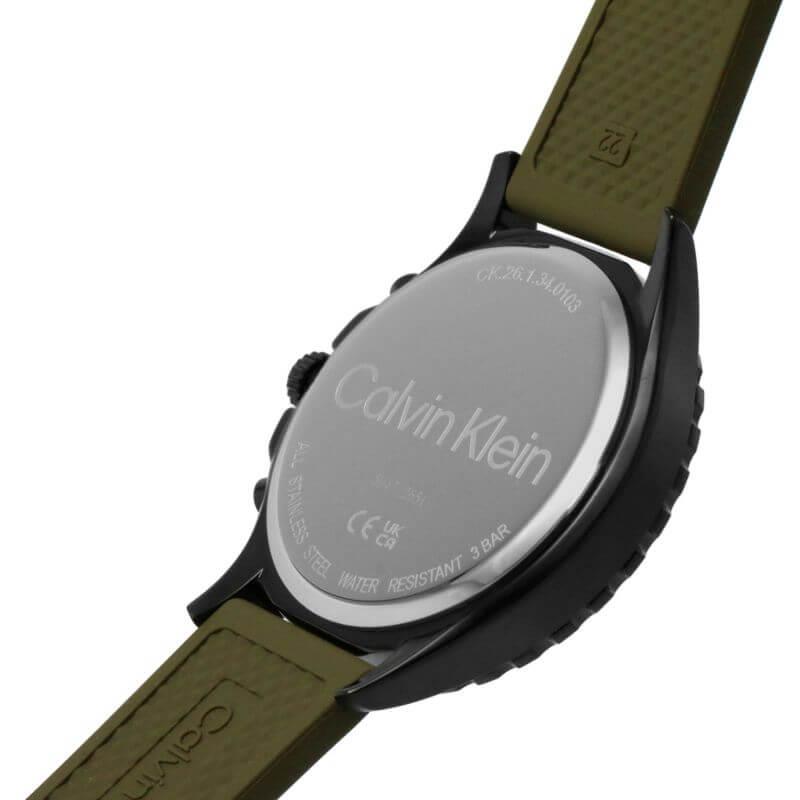 Sports Chronograph Black Dial Green Silicone Strap Gents Watch