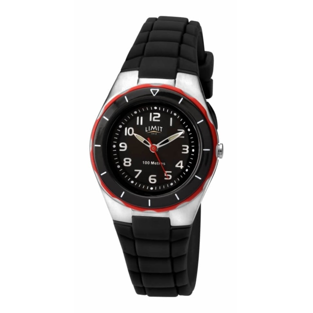 Black Silicone Strap & Plastic Case Wrist Watch