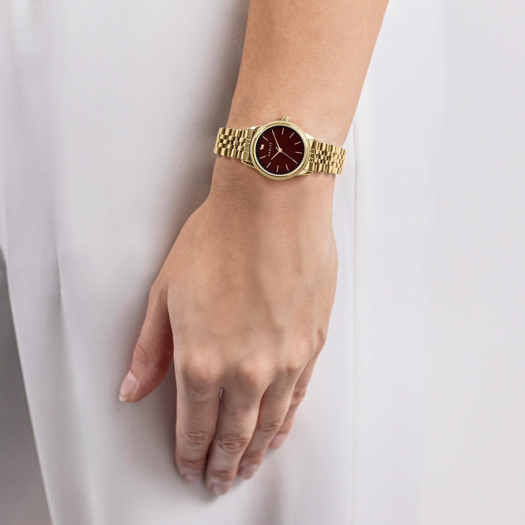 Gold Plated Coin Edge Bezel Bracelet Watch