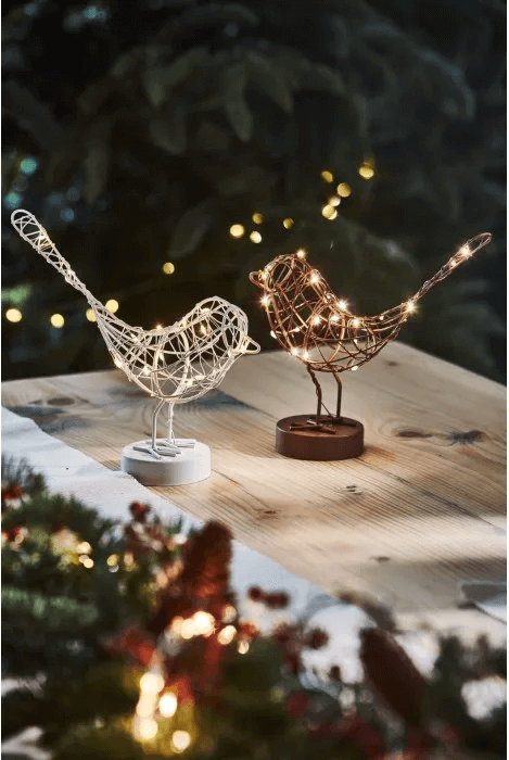 Table Top LED Robin - 20 LED Battery Operated - Copper