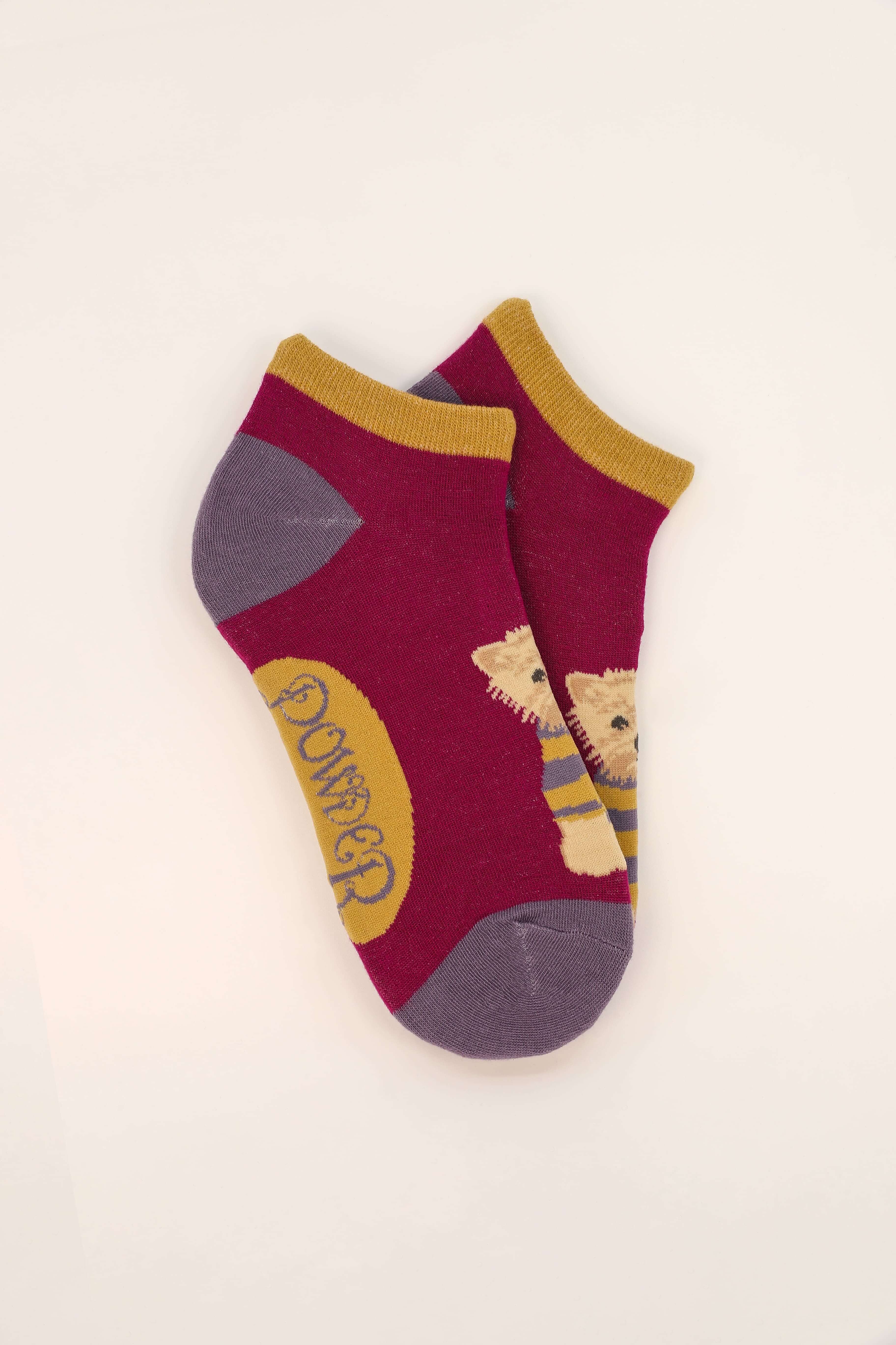 Wooly Westie Ladies Trainer Socks - Damson