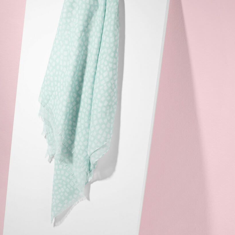 Printed Scarf | Mosaic Print | Mint Green And White
