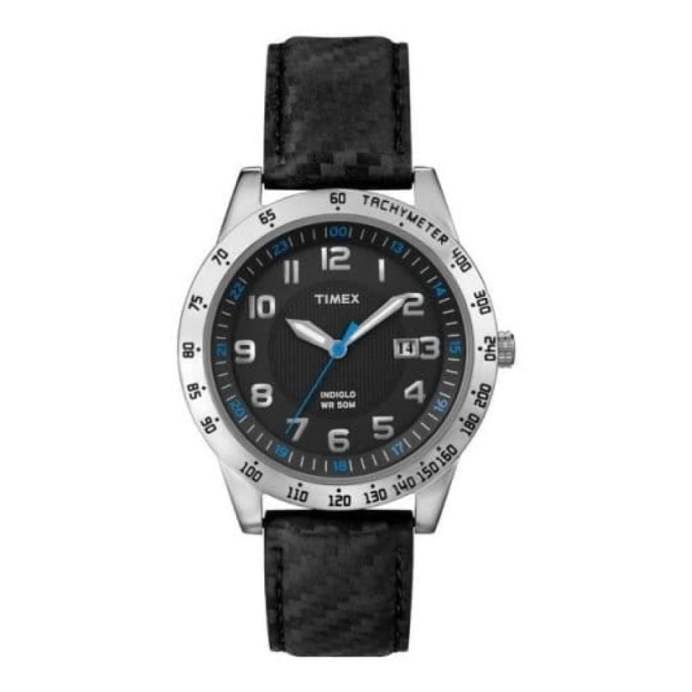 Gents Sport Black Leather Strap Watch