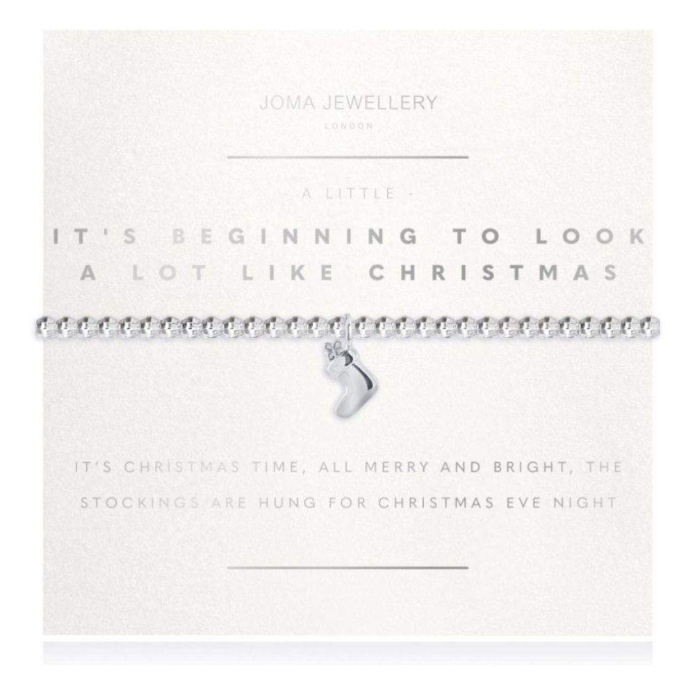 A Little - It's Beginning To Look A Lot Like Christmas - Silver- 17.5cm Stretch Bracelet