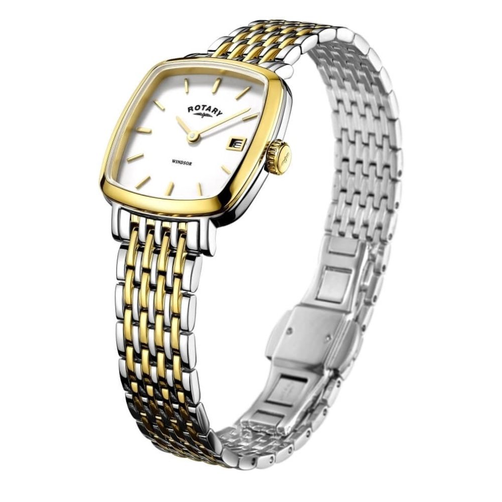 Two Tone Square Windsor Bracelet Watch