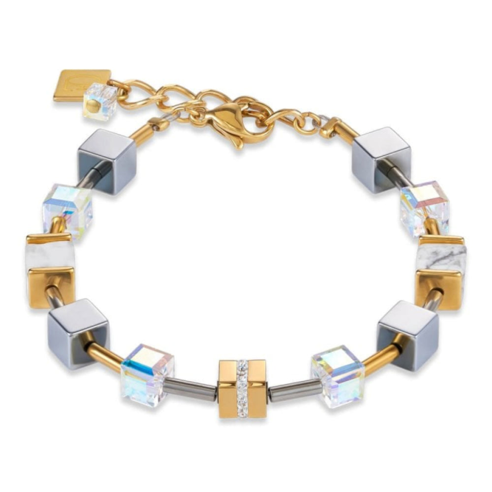 Gold-White Geo Cube Bracelet