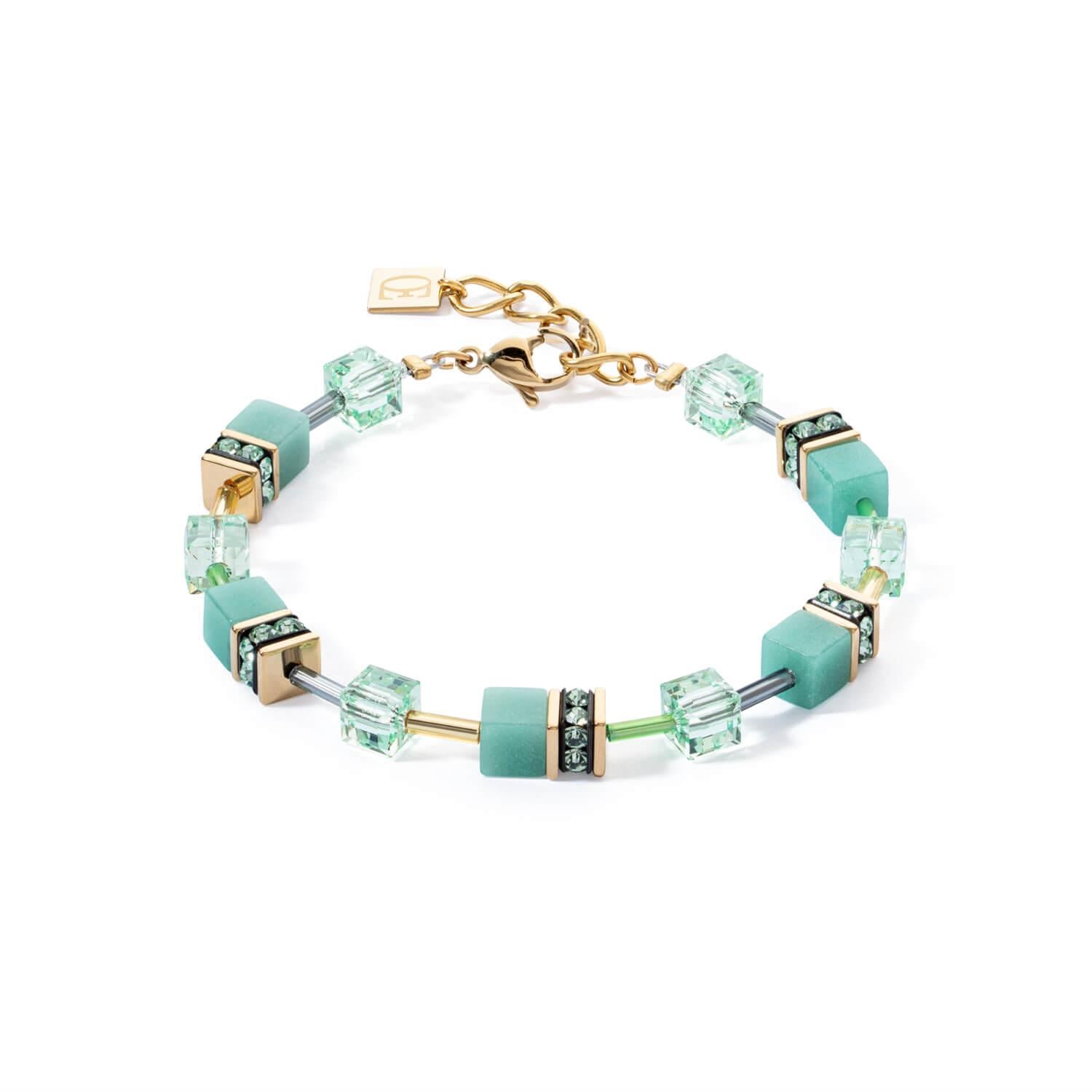 GeoCUBE Iconic Mono Gold Bracelet In Soft Green