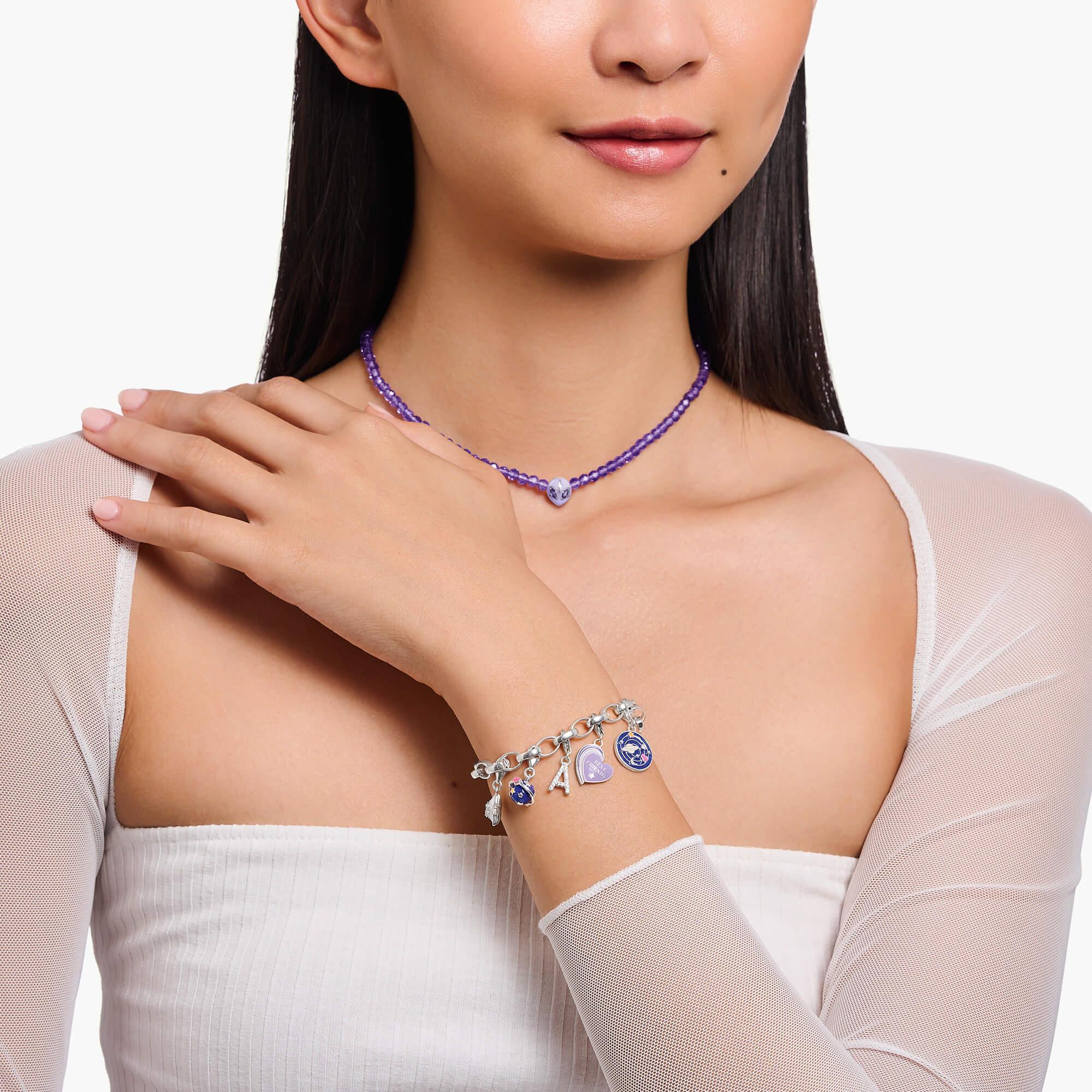 BEST FRIENDS With Violet Enamel Charm Pendant