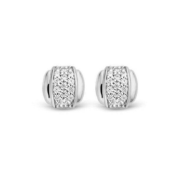 White CZ Silver Stud Earrings