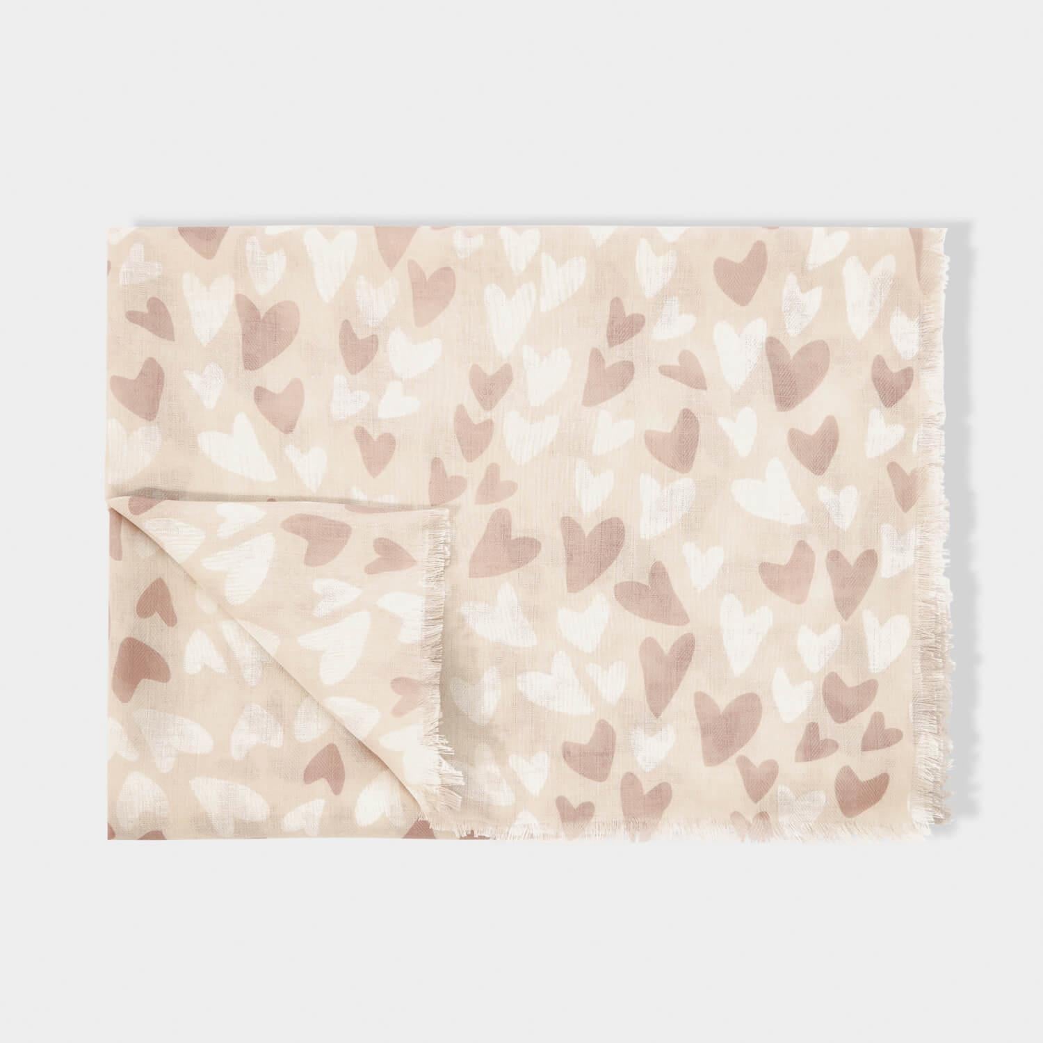 Heart Printed Scarf in Pale Pink