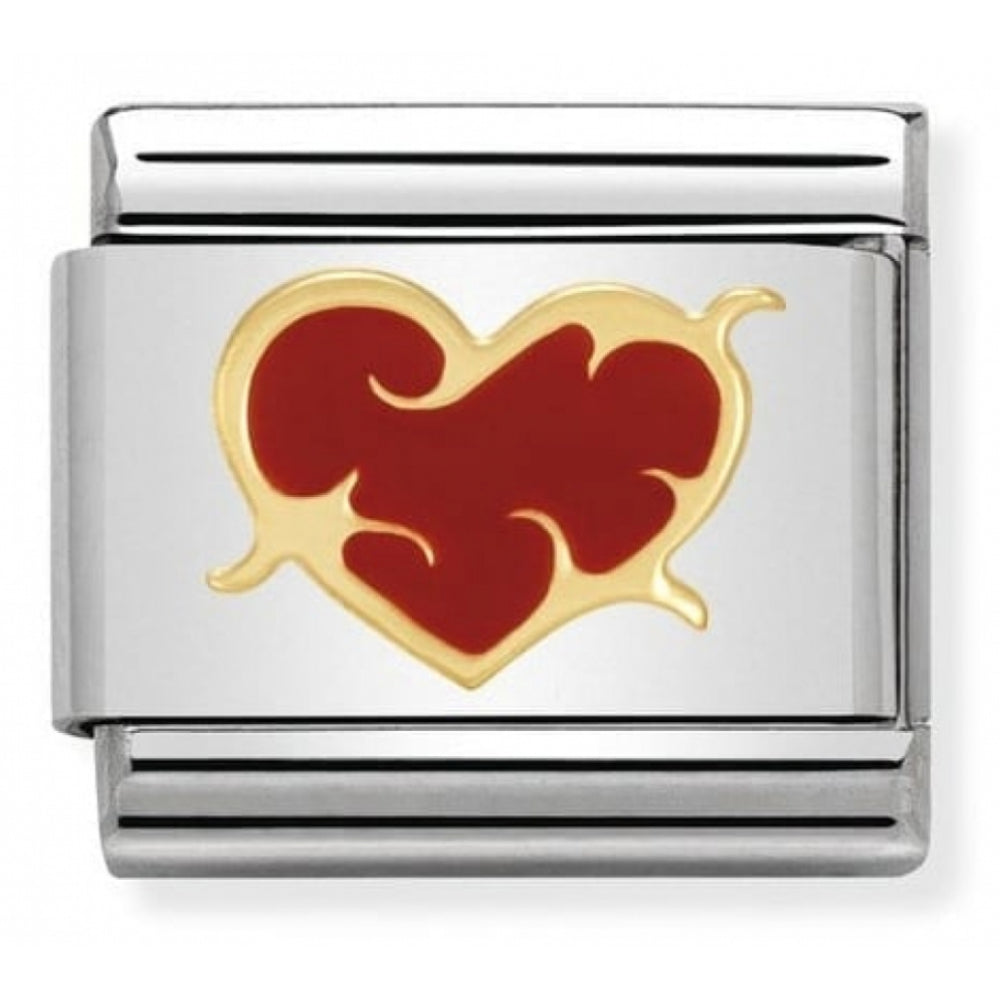 Classic Heart With Thorns In Stainless Steel With Enamel & 18k Gold Charm