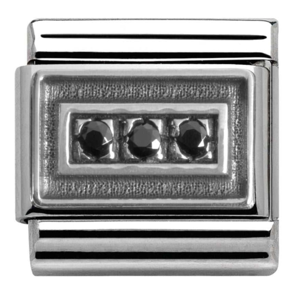 Classic Black CZ Silver Link