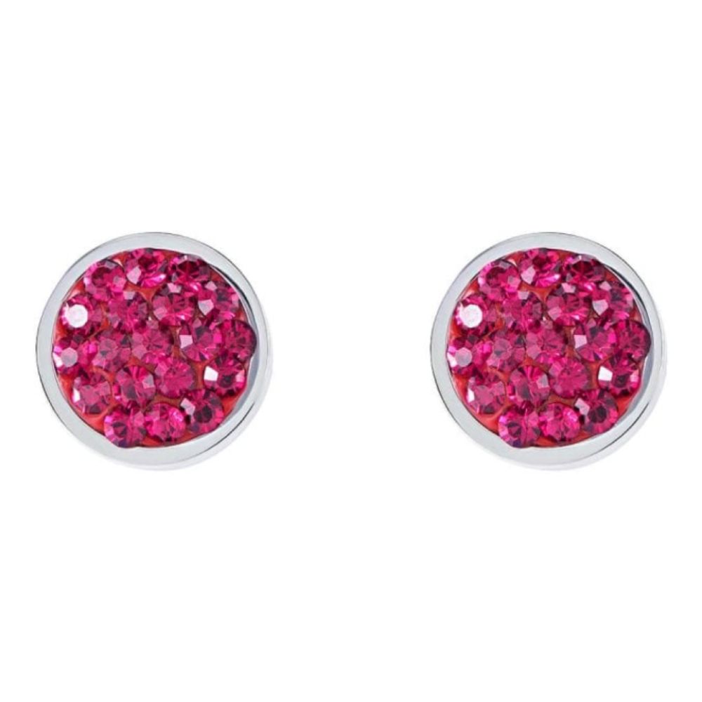 Round Earrings with Stickpin & Ruby Red Swarovski Crystals