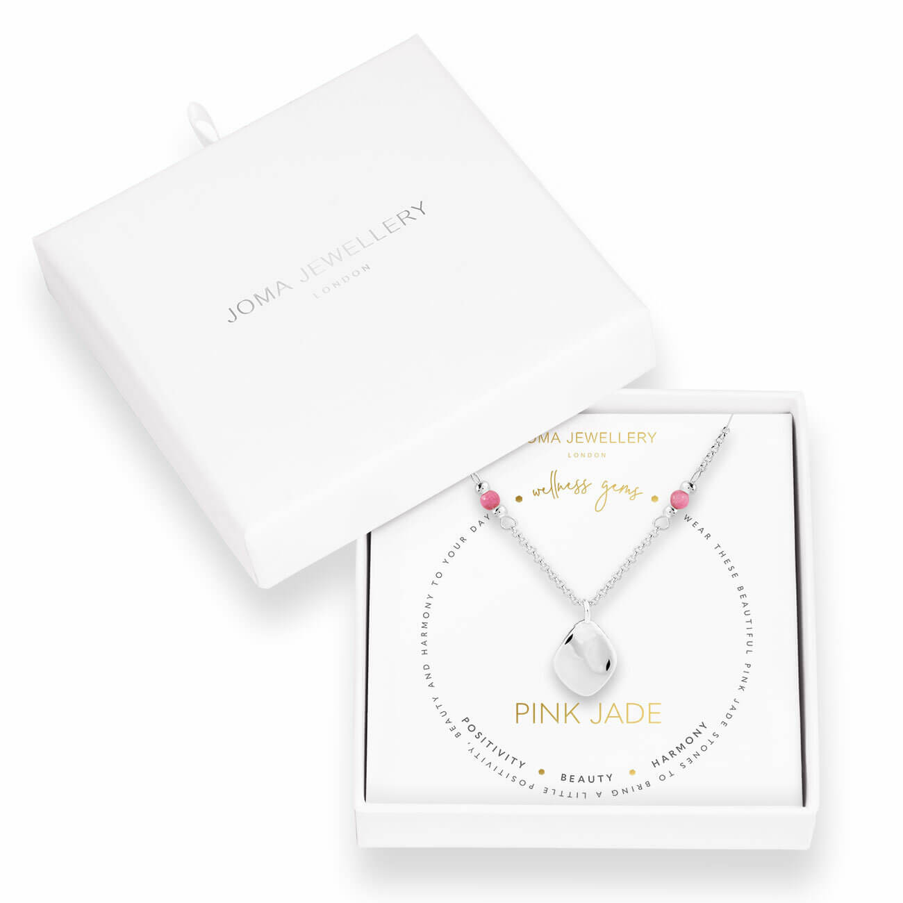 Wellness Gems | Silver | Pink Jade Necklace | 45cm + 5cm Extender