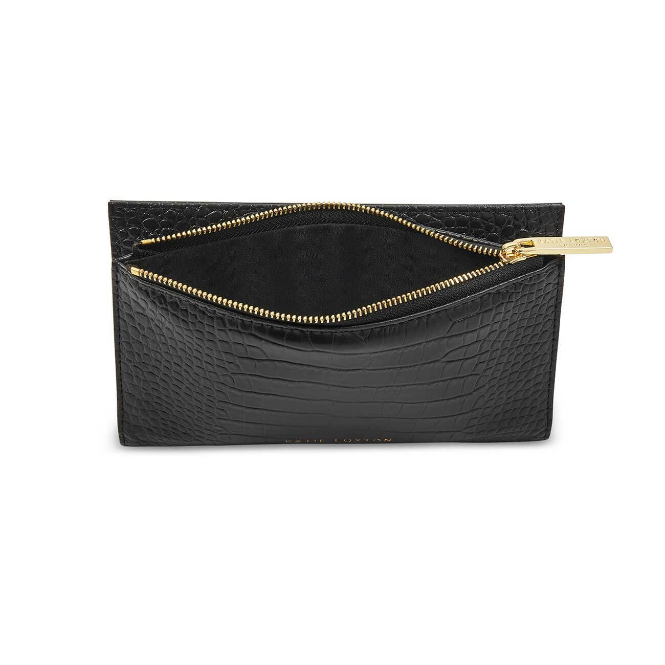 Celine Faux Croc Fold Out Purse | Black