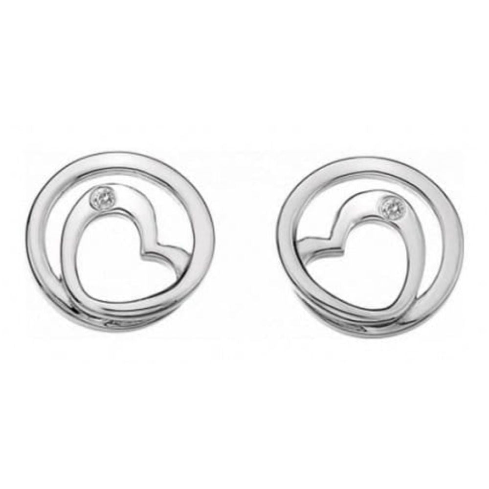 Sterling Silver ladies Forever Heart Stud Earrings