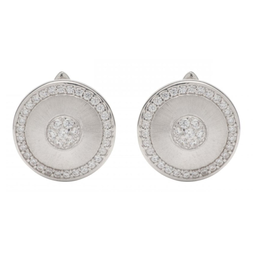 Sterling Silver 925 Circle Earrings With CZ