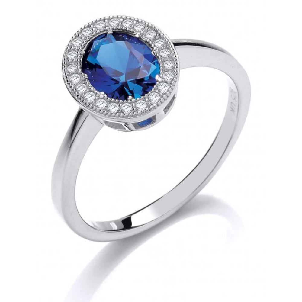 Silver Tanzanite CZ & CZ Oval Ring Size 7/N