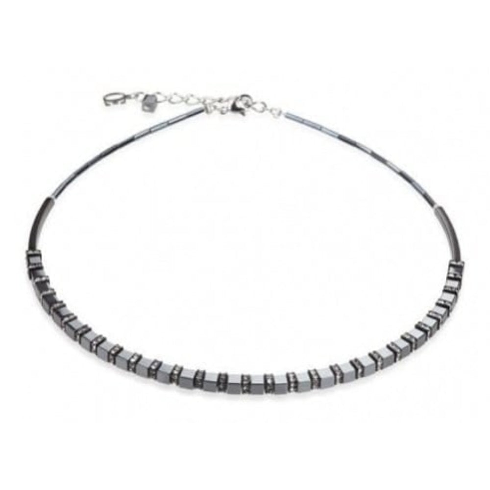 Ladies Haematite & Rhinestone Rondelles Necklace