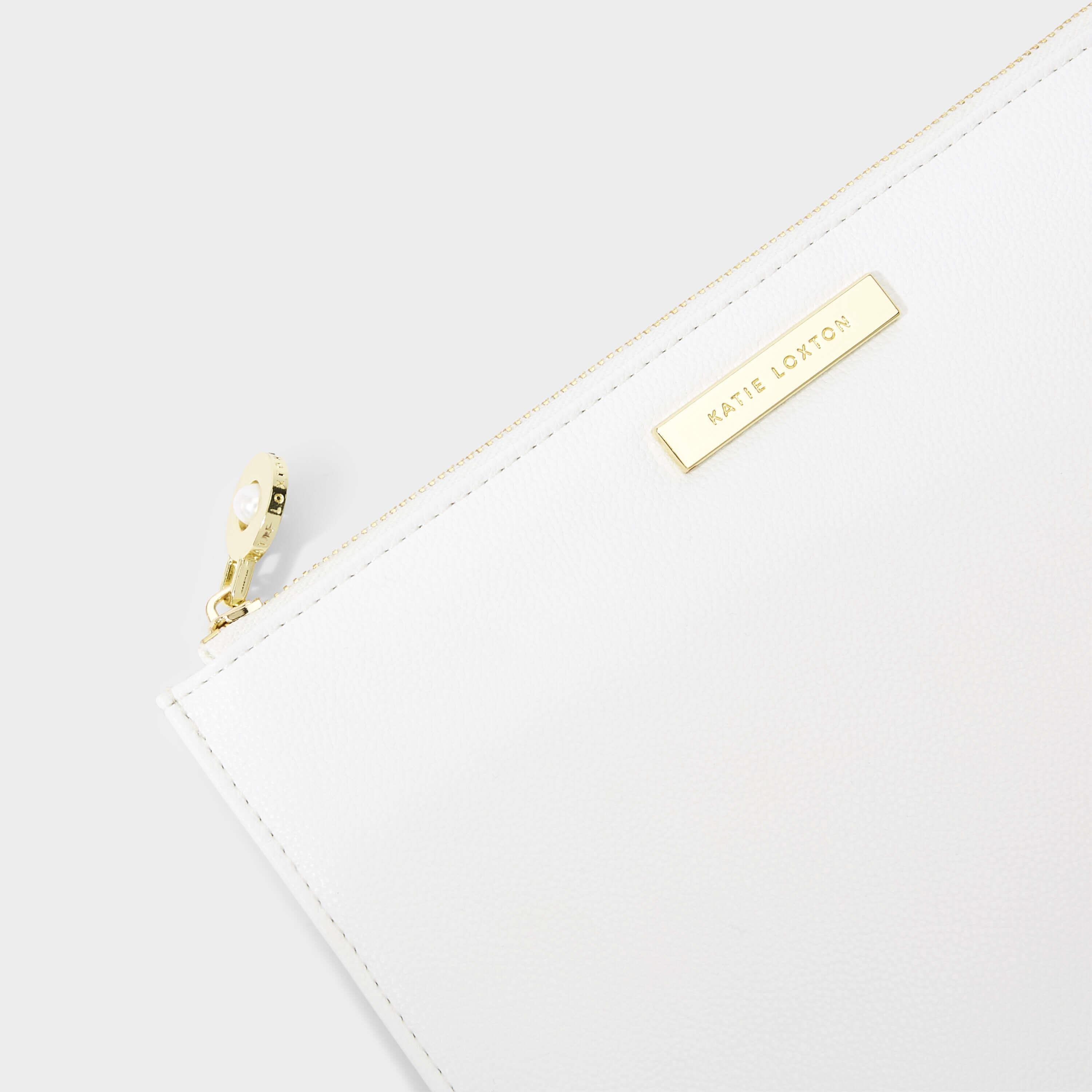 Bridal Semi-Precious Stone Pouch | Love, Laughter And A Happy Ever After | White/ Pearl 16 X 24 X 1.5cm