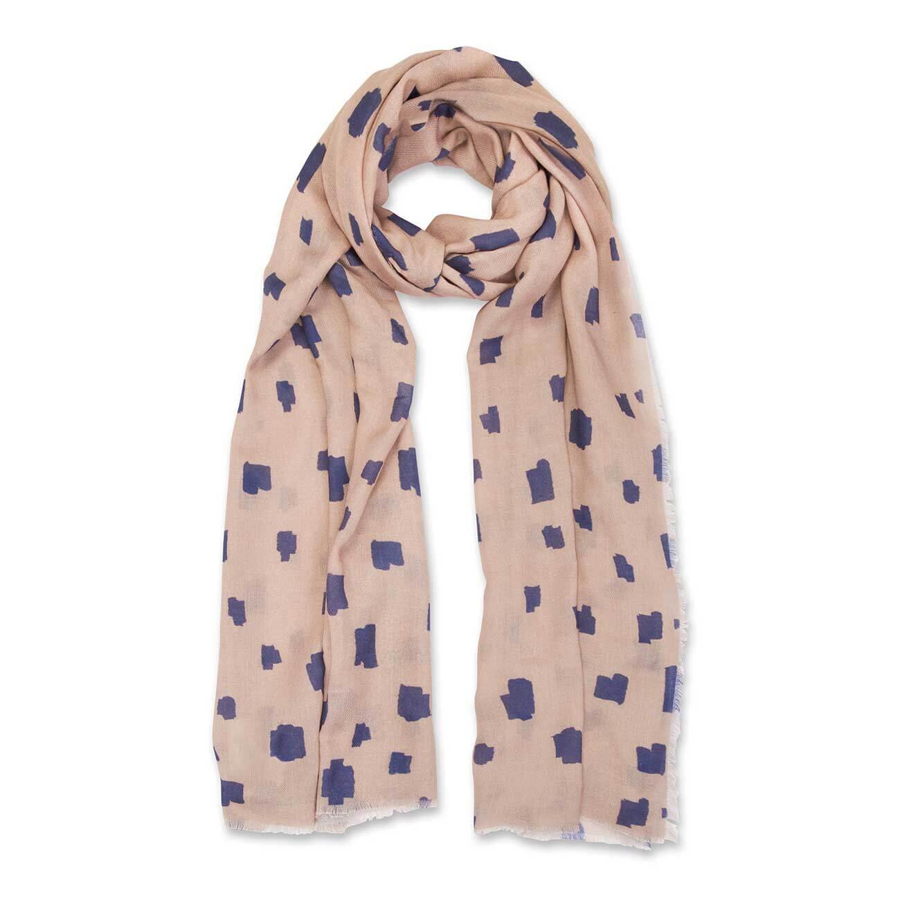 Printed Scarf | Abstract Block Print | Navy