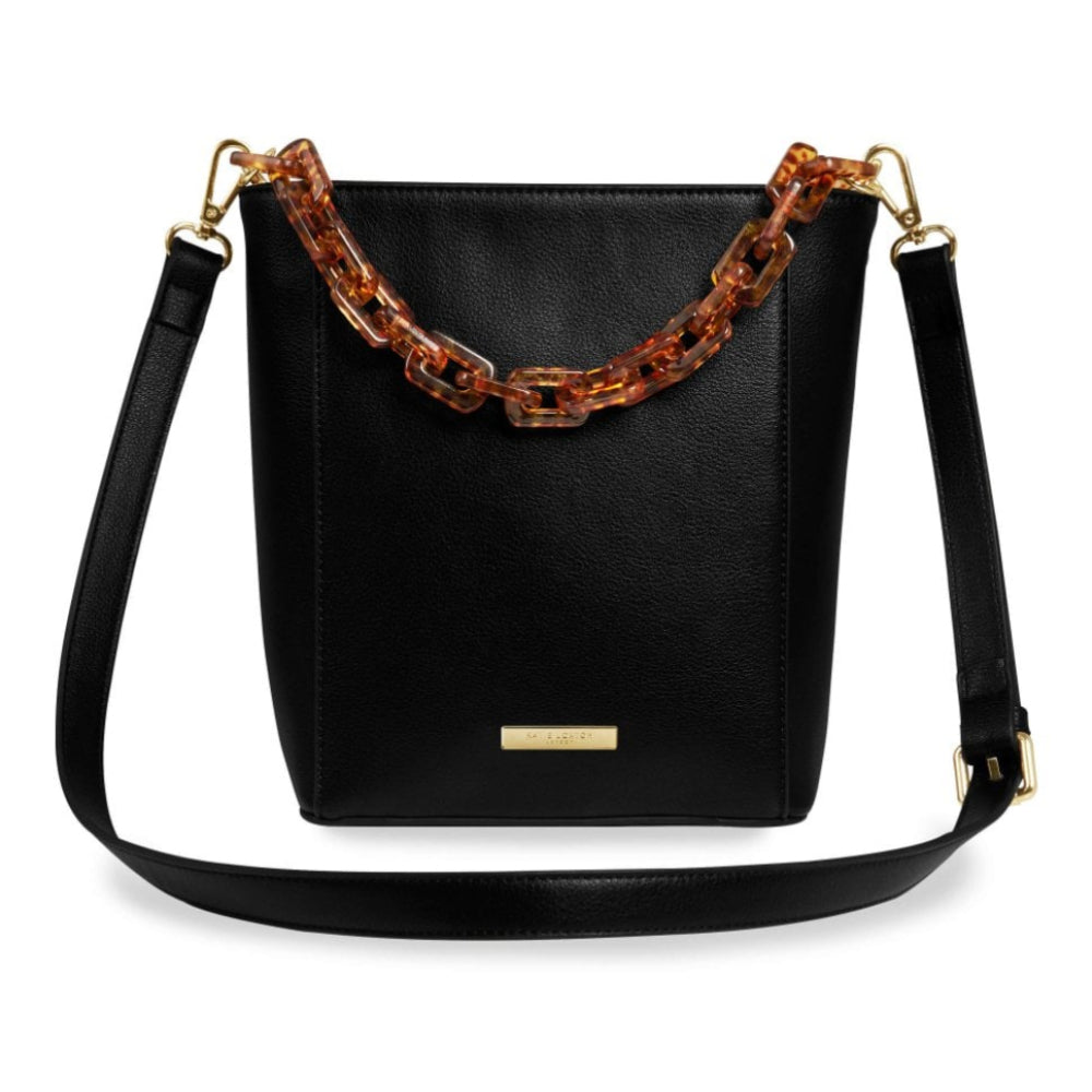 AYLA TORTOISESHELL STRAP BAG - Black - 22x18x9cm