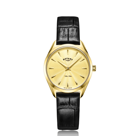 Ladies Leather Gold Plate Watch