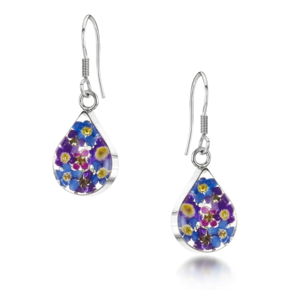 Silver Drop Earrings - Purple Haze - Teardrop