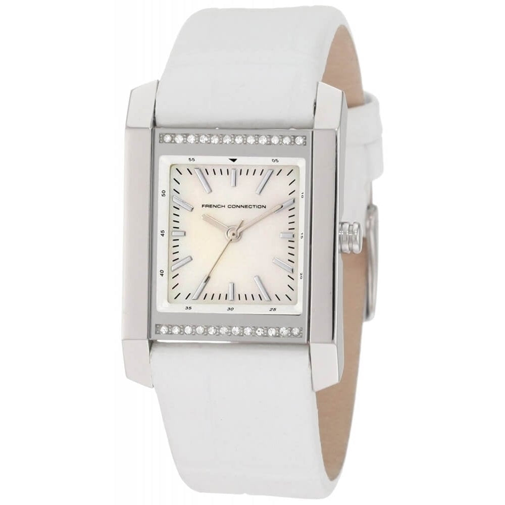 Ladies Quartz Analogue Wristwatch With Square Stone Set Case