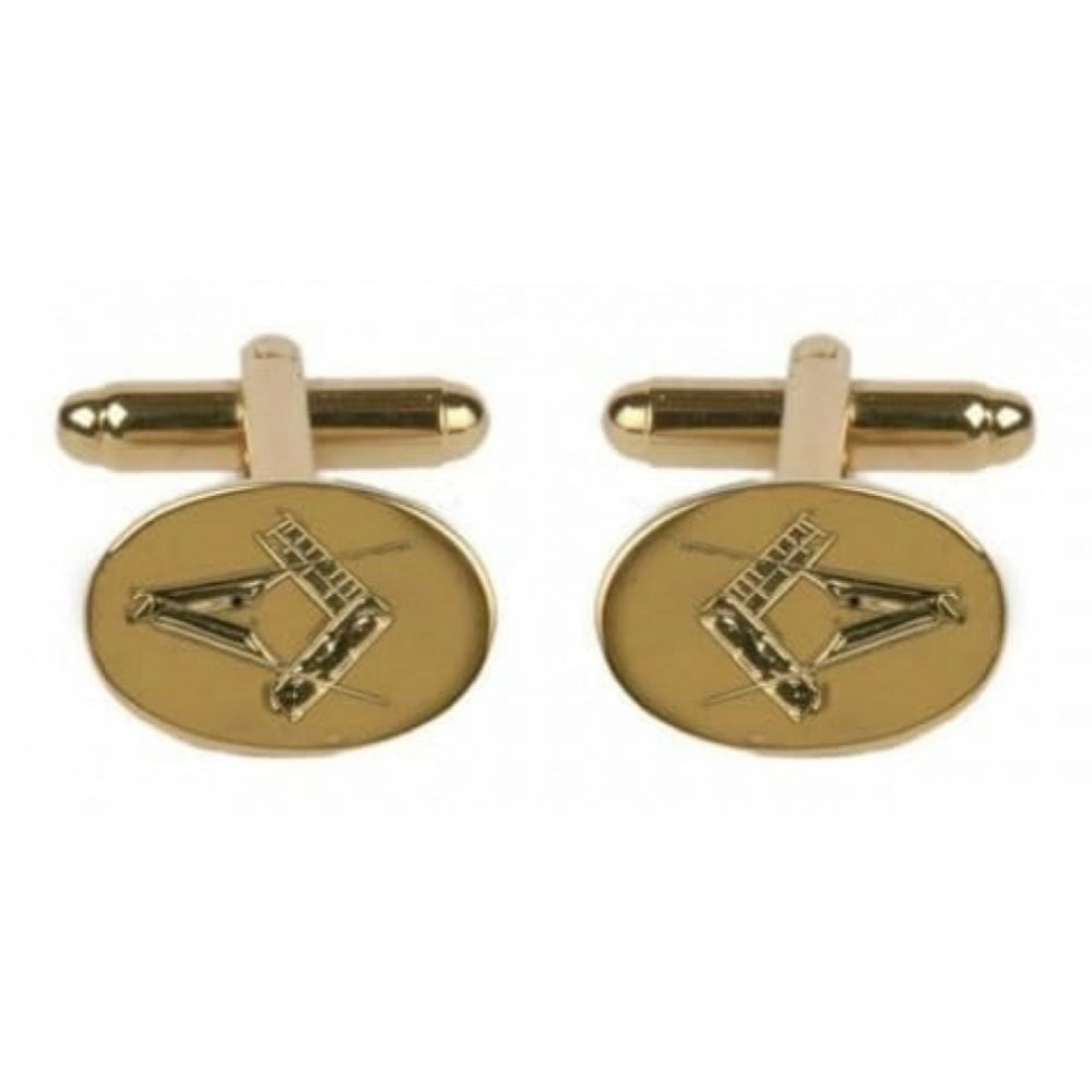 Gents Gold Plated Masonic Engraved Cufflinks
