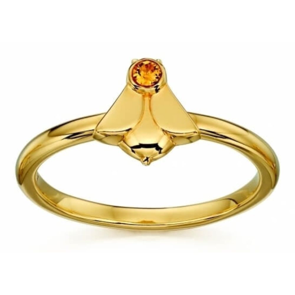 Orange Swarovski Gold Plated Silver Bee Ring