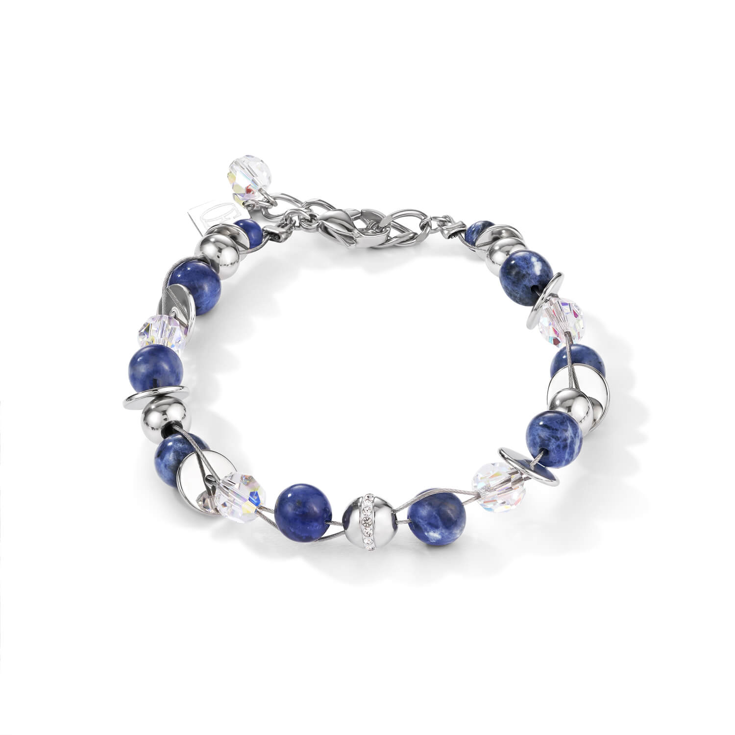 Twisted Pearls Sodalite & Stainless Steel Blue Bracelet