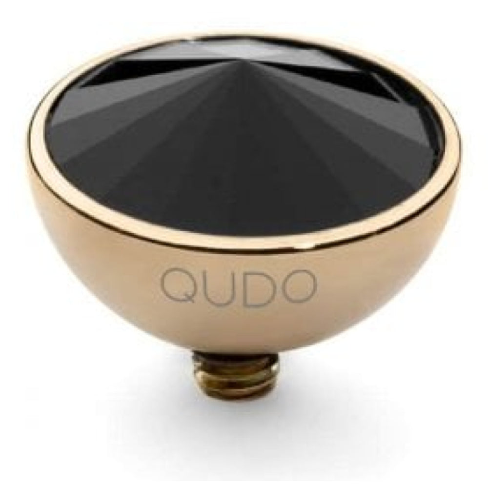 Famosa Gold 11.5mm Bottone Ring Top Jet